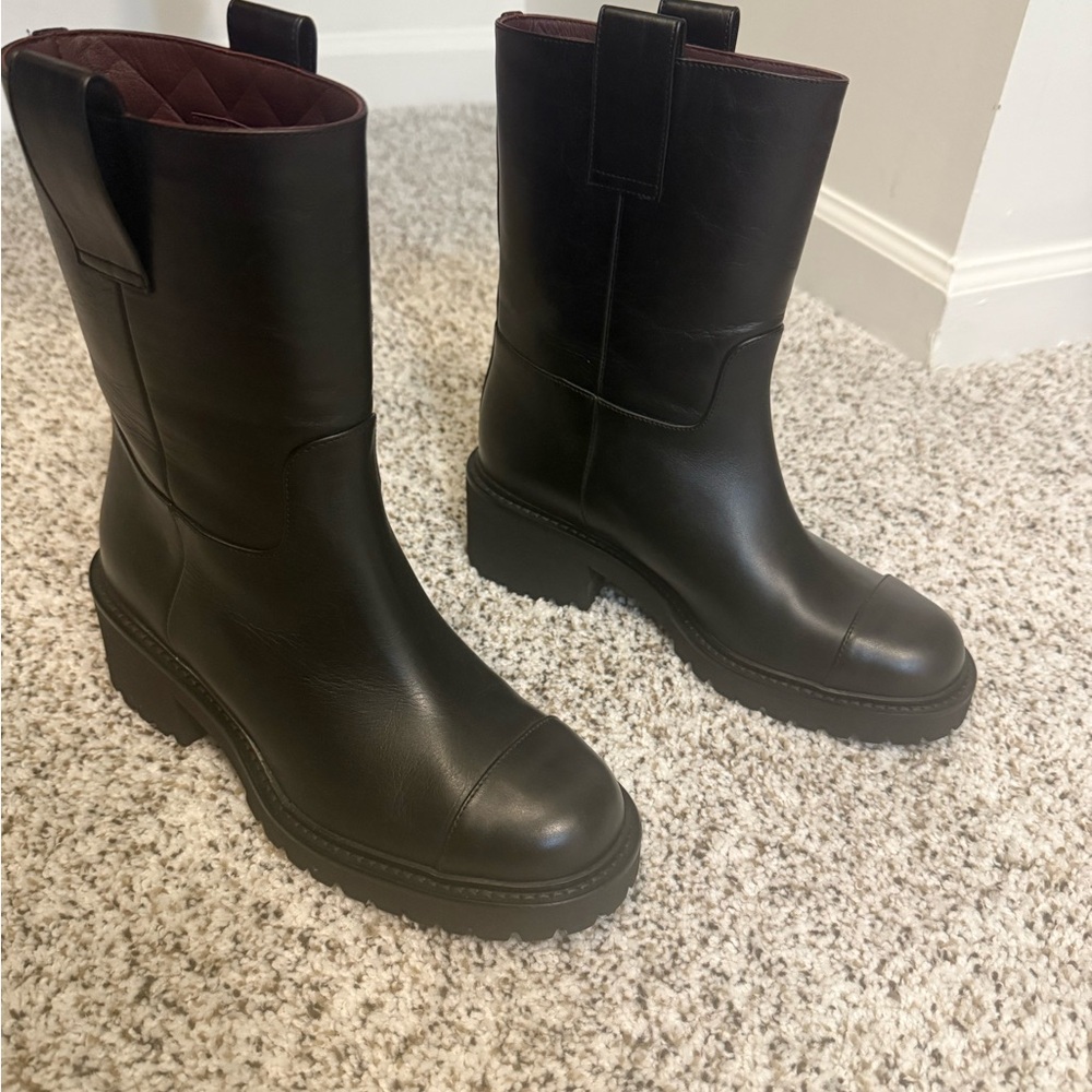 CHANEL Black Leather Combat Boots - Picture 3 of 4